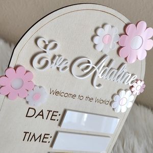 Custom Made New baby arrival Baby Stats sign wood and acrylic